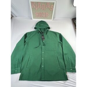 Original Use Men's Hooded Long Sleeve Button-Down Green‎ Shirt Size M